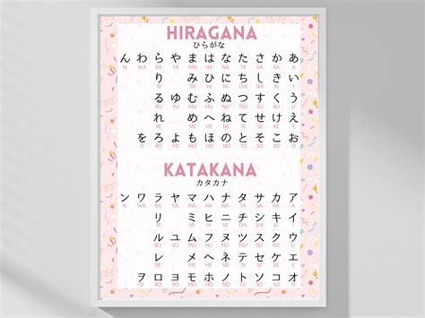 Japanese Hiragana And Katakana Chart Pink Kawaii Design Digital