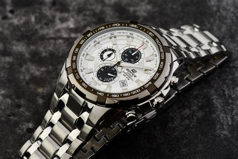 Casio Edifice Ef D Avudf Chronograph White Dial Stainless Steel