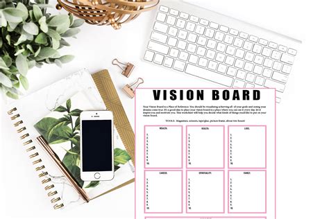 Vision Board Worksheet Vision Board Checklist Law Of Etsy