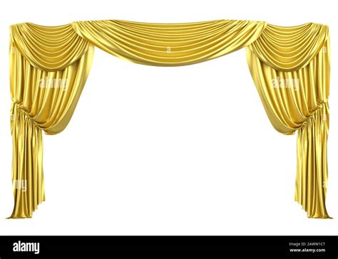 Theatre Stage Curtain Gold Cut Out Stock Images Pictures Alamy