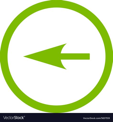 Sharp Left Arrow Flat Eco Green Color Rounded Vector Image