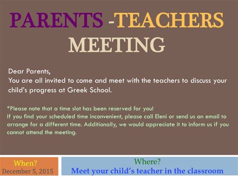 Parent Teacher Meeting 5122015 Coventry Greek School