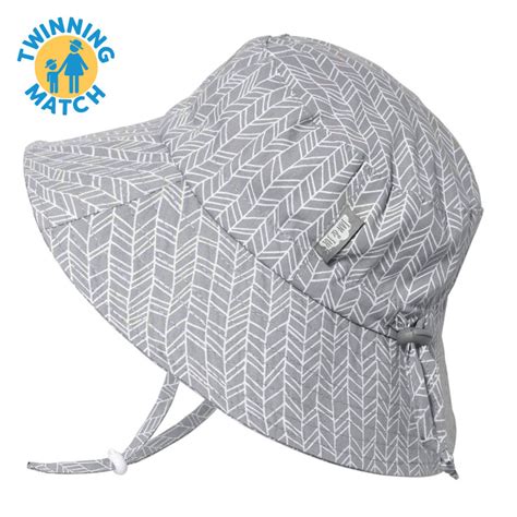 Kids Cotton Bucket Hats | Grey Herringbone for Toddlers | Jan & Jul