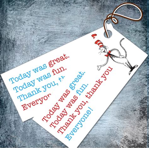 Dr Seuss Thank You Tags 185x425in Printable Etsy