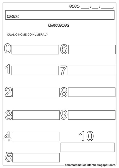 Matem Tica Infantil Nome Dos Numerais A