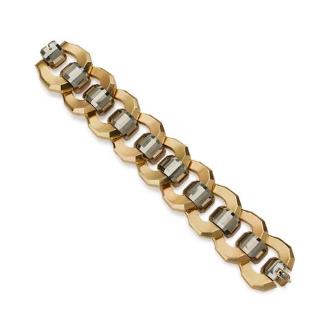 Macklowe Gallery Italian Retro 18k Tri Color Gold Bracelet