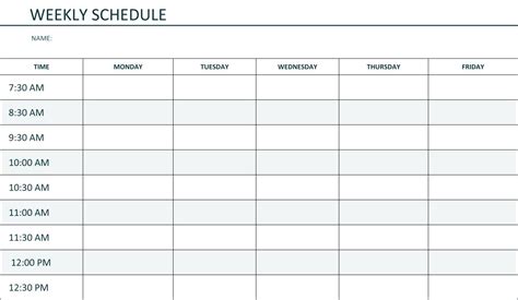 Printable Weekly Calendar Template Monday Friday With Time Slots