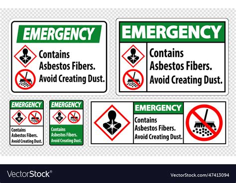 Emergency Label Contains Asbestos Fibersavoid Vector Image