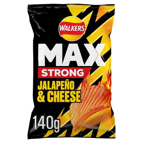 Walkers Max Strong Jalapeño And Cheese Sharing Crisps 140g Iceland Foods