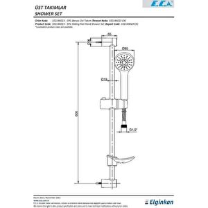 ECA Spil Hareketli Banyo Üst Takım 102146023 Sürgülü Duş Setleri