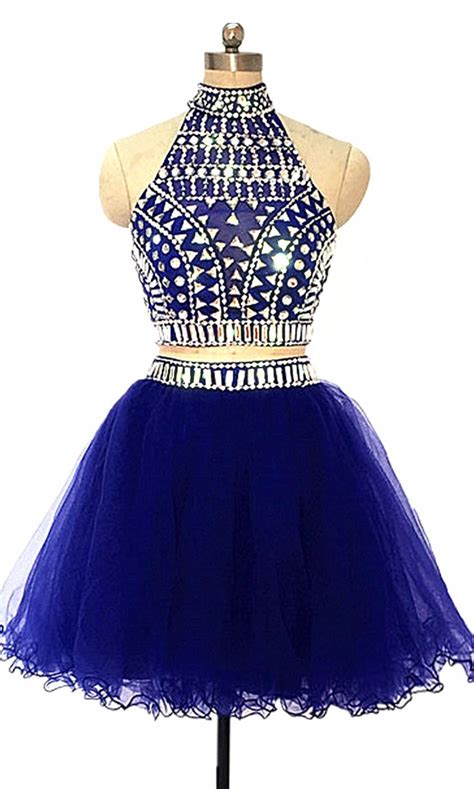 Royal Blue Short Prom Dress 2019 Cocktail Dress Two Pieces Homecoming Dress For Graduation