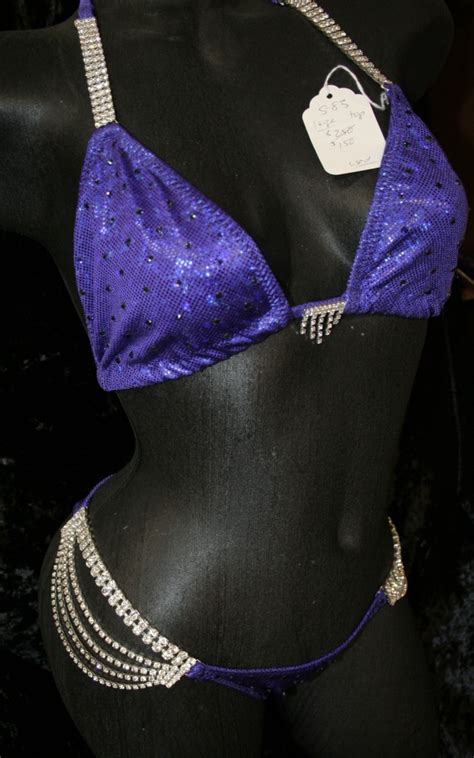 Style Royal Purple Metallic Hologram Competition Bikini With