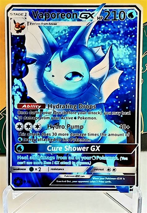 Custom Fan Made Orica Pokemon Card Vaporeon Gx Full Art Etsy India