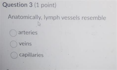 Solved Anatomically Lymph Vessels Resemble Arteries Veins Chegg