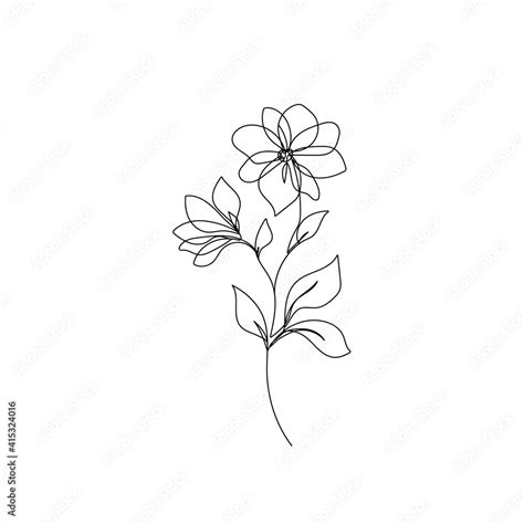 Simple Flower Line Drawing Vector | Best Flower Site