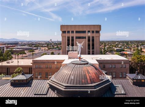 Phoenix Arizona State Capitol Building With Winged Statue Stock Photo