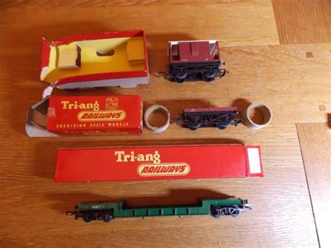 Tri Ang Wagons Bolster Bogie Well Brake Van Oo Gauge