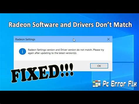 Radeon Software And Driver Versions Do Not Match Fixed Youtube