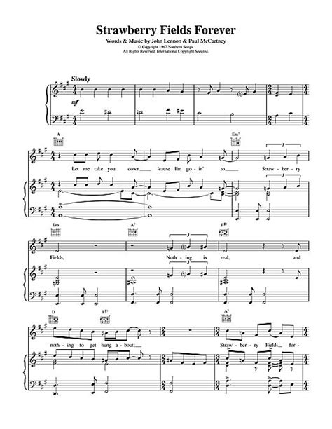 The Beatles Strawberry Fields Forever 77586 Sheet Music Notes Chords Pdf Strawberry Fields