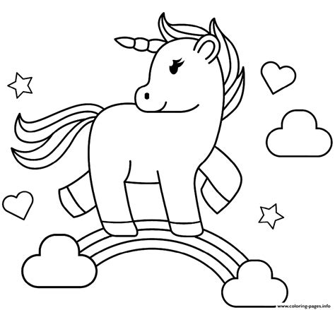 Rainbow Unicorn Coloring Page Printable