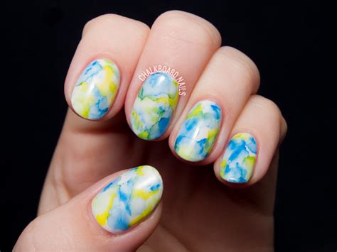 The Easiest Nail Art Ever Sharpie Marbled Gel Nails Chalkboard Nails