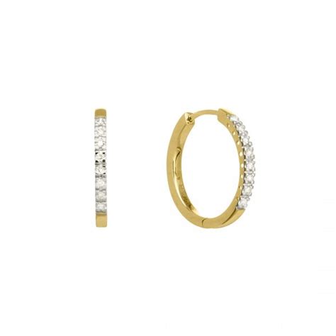 9k Gold Diamond Hoop Earrings 15mm Fallers Fallers Ie Fallers Jewellers Galway