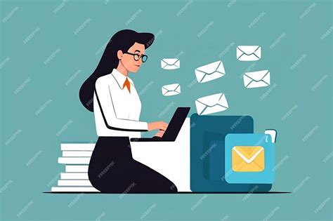 Premium Photo Efficient Email Management Vector Flat Style Communication