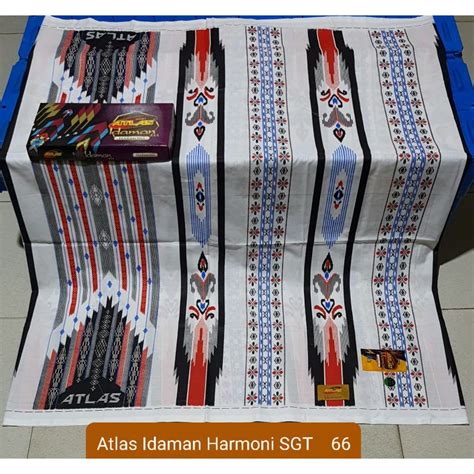 Jual Sarung Atlas Idaman Kembang Harmoni Motif Bhs Warna Putih Hijau