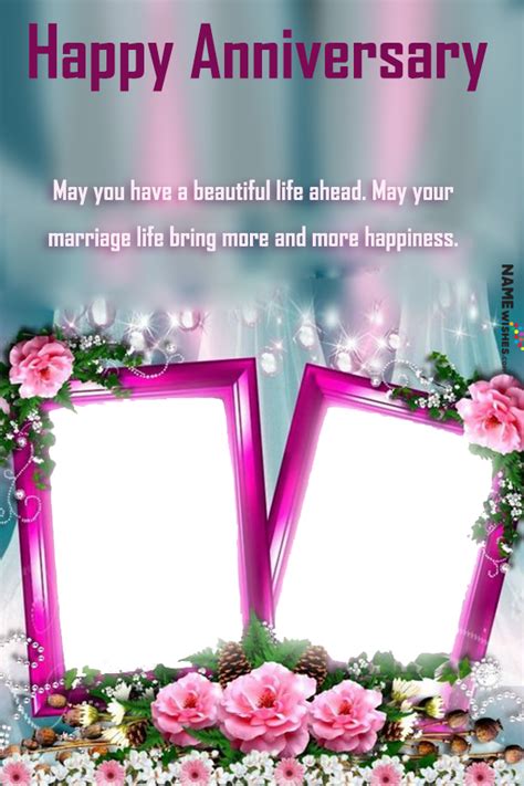 Happy Anniversary Double Photo Frame With Name Editor