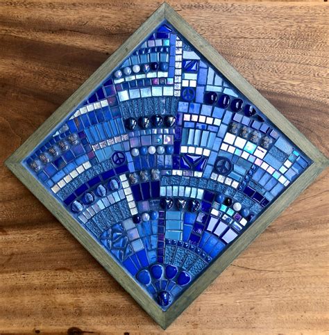 Abstract Blue Glass Mosaic Framed Art - Etsy