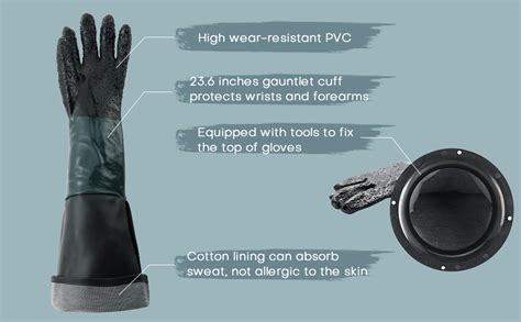 Flkqc Rubber Sandblasting Gloves 1 Pair 236 Blast Protection Gloves Kit With 2 Glove Holders