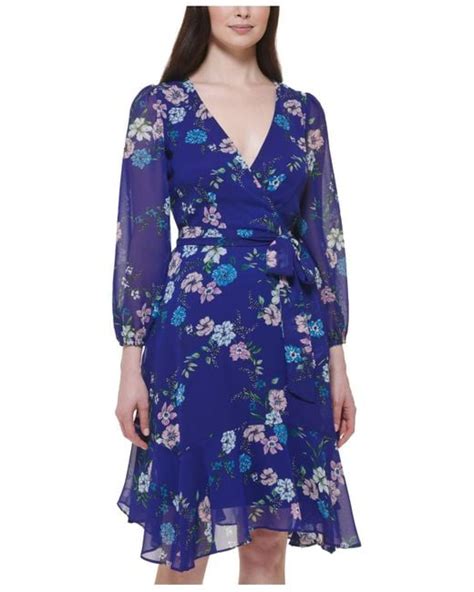 Jessica Howard Side Tie Handkerchief Hem Dress In Blue Lyst