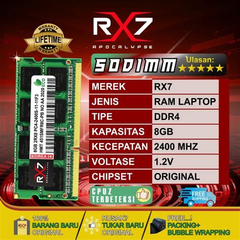 Jual Ram Rx Ddr Gb Mhz Pc Ram Laptop Sodimm Garansi Resmi