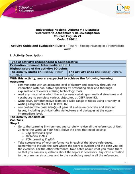 Activity Guide And Evaluation Rubric Unit Task Finding