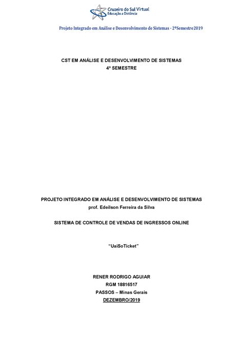 Projeto Integrado em Análise e Desenvolvimento de Sistemas | Trabalhos