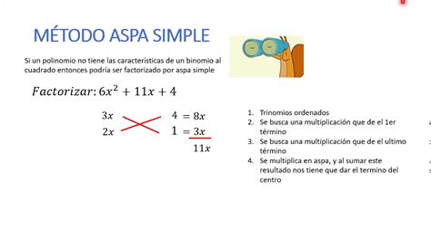 FACTORIZACIÓN POR EL MÉTODO DE ASPA SIMPLE CLASE ZOOM 5TO PRIMARIA