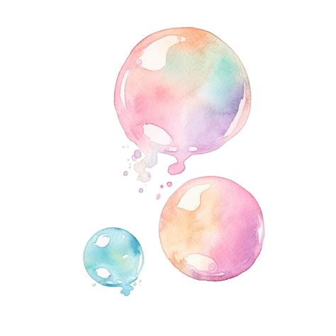 Premium Psd Soap Bubbles Isolated Watercolor Illustration