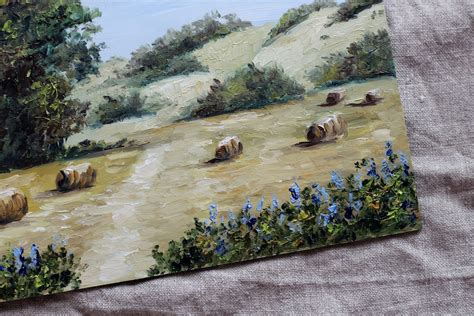 Bluebonnet Oil Painting Texas Landscape Countryside Original - Etsy