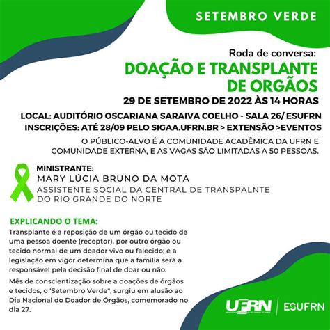 Setembro Verde Esufrn Promove Roda De Conversa Sobre Doação De Orgãos