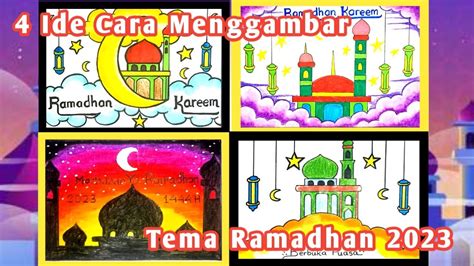 4 Ide Cara Menggambar Tema Ramadhan 🥰 Cara Menggambar Poster Menyambut