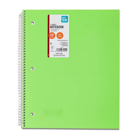 Pen + Gear Wide Ruled 1-Subject Notebook with Inside Pockets, 9" x 11 ...