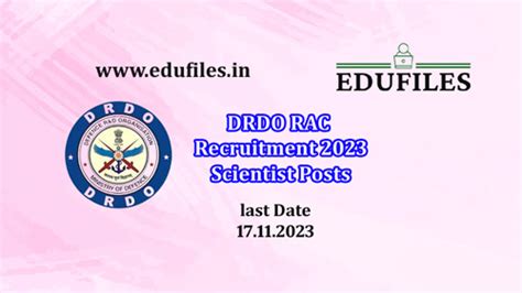 Drdo Rac Recruitment Scientist Posts Edu Files