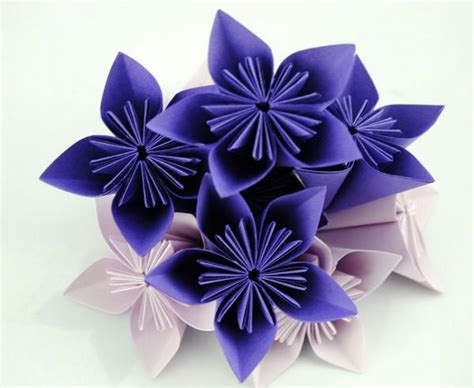 Handmade Paper Origami Flowers Purple And Lavender 20pcs Flowers Home