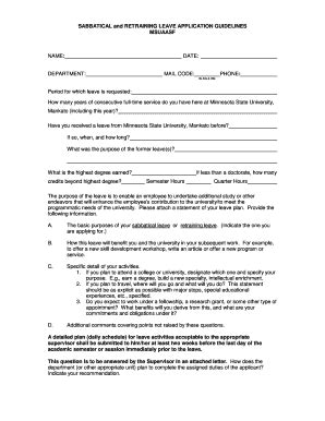 Fillable Online Mnsu LEAVE Application Form1 Doc Mnsu Fax Email Print