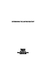 Determining The Limiting Reactant Lab Report Pdf Determining The