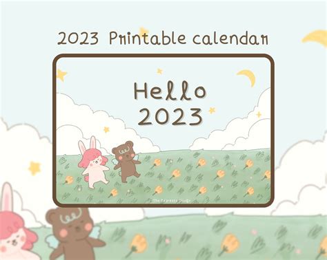 Cute 2023 Digital Calendar Printable Calendar Mon and Sun - Etsy