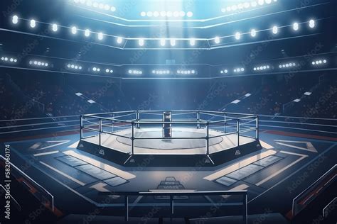 Ring octagon, arena for boxing fight and MMA . Generative AI Stock Illustration | Adobe Stock