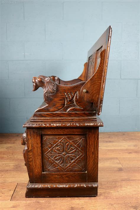 Carved Oak Monks Bench Settle Hall Seat Antiques Atlas