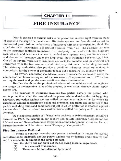 Fire Insurance Pdf Insurance Indemnity