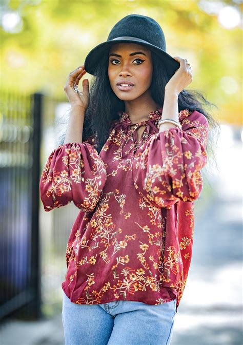 Floral Boho Blouse With Volume Sleeves Lovestitch